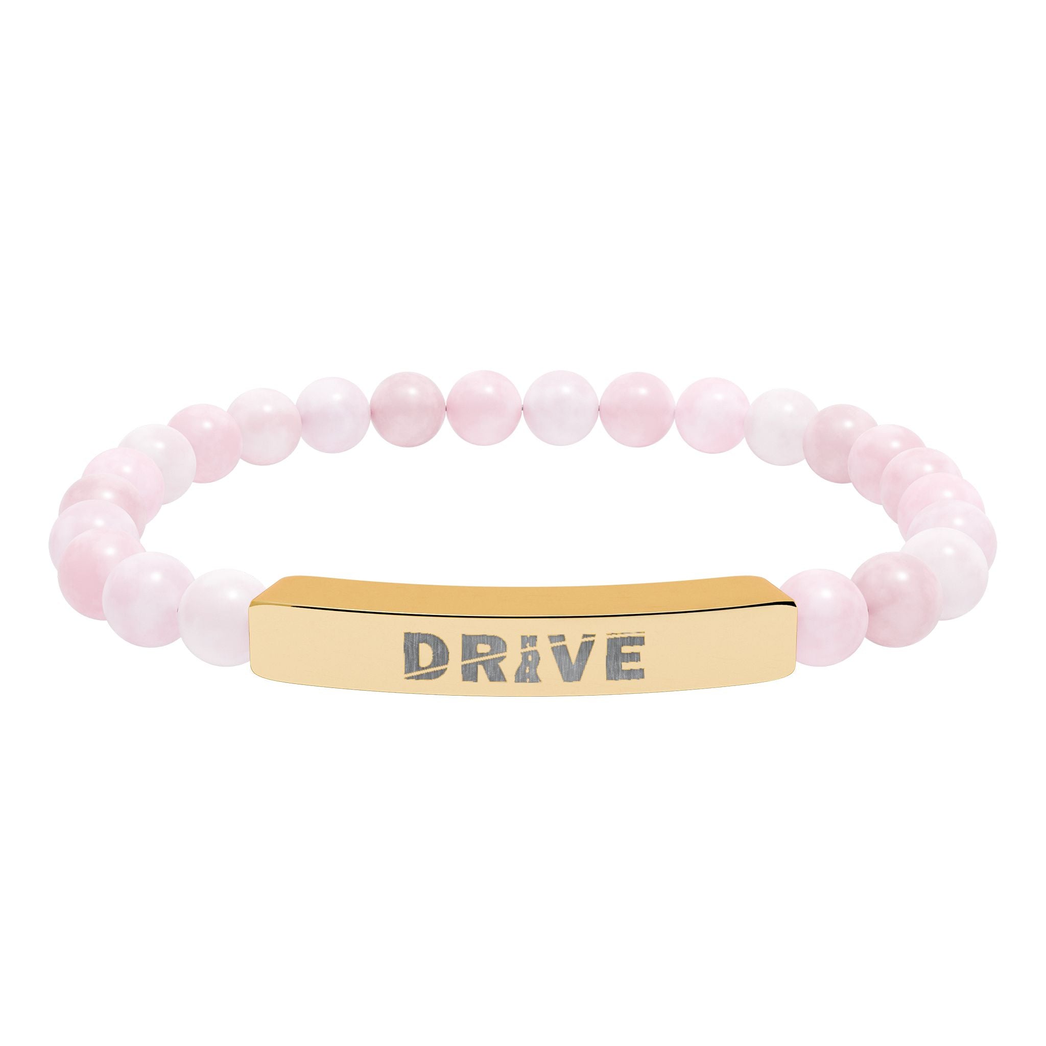 Natural Stone Drive Bar Stretch Bracelet — Engraved Bar Bracelet