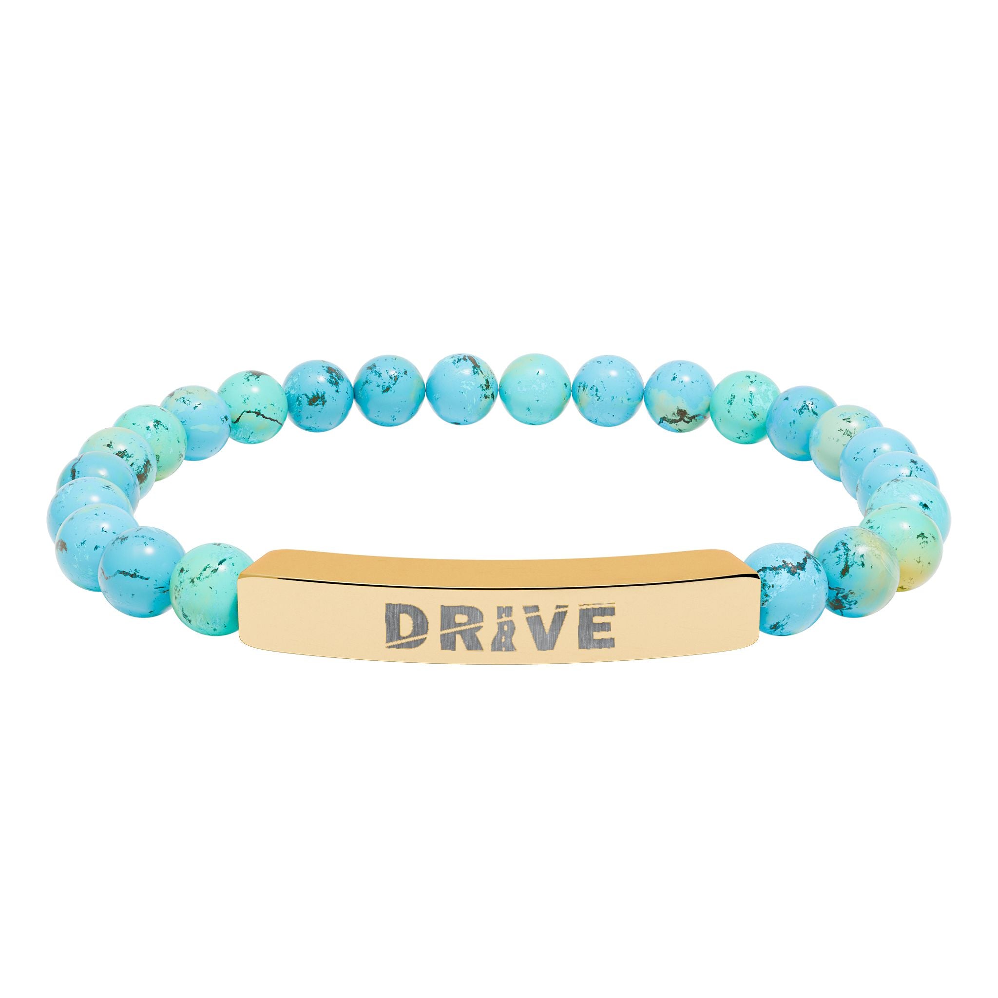 Natural Stone Drive Bar Stretch Bracelet — Engraved Bar Bracelet