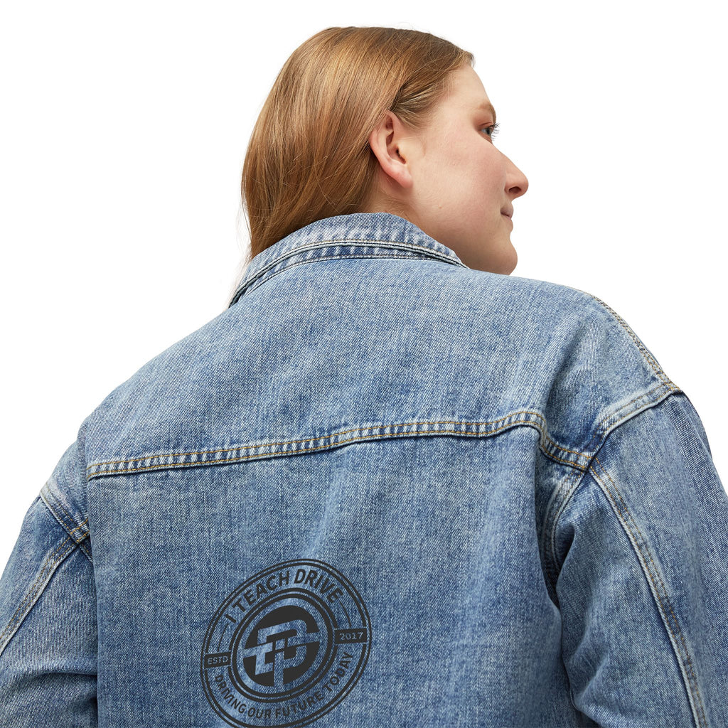 Women's Denim Jacket with Subtle Back Logo — Classic Casual Jean Jacket