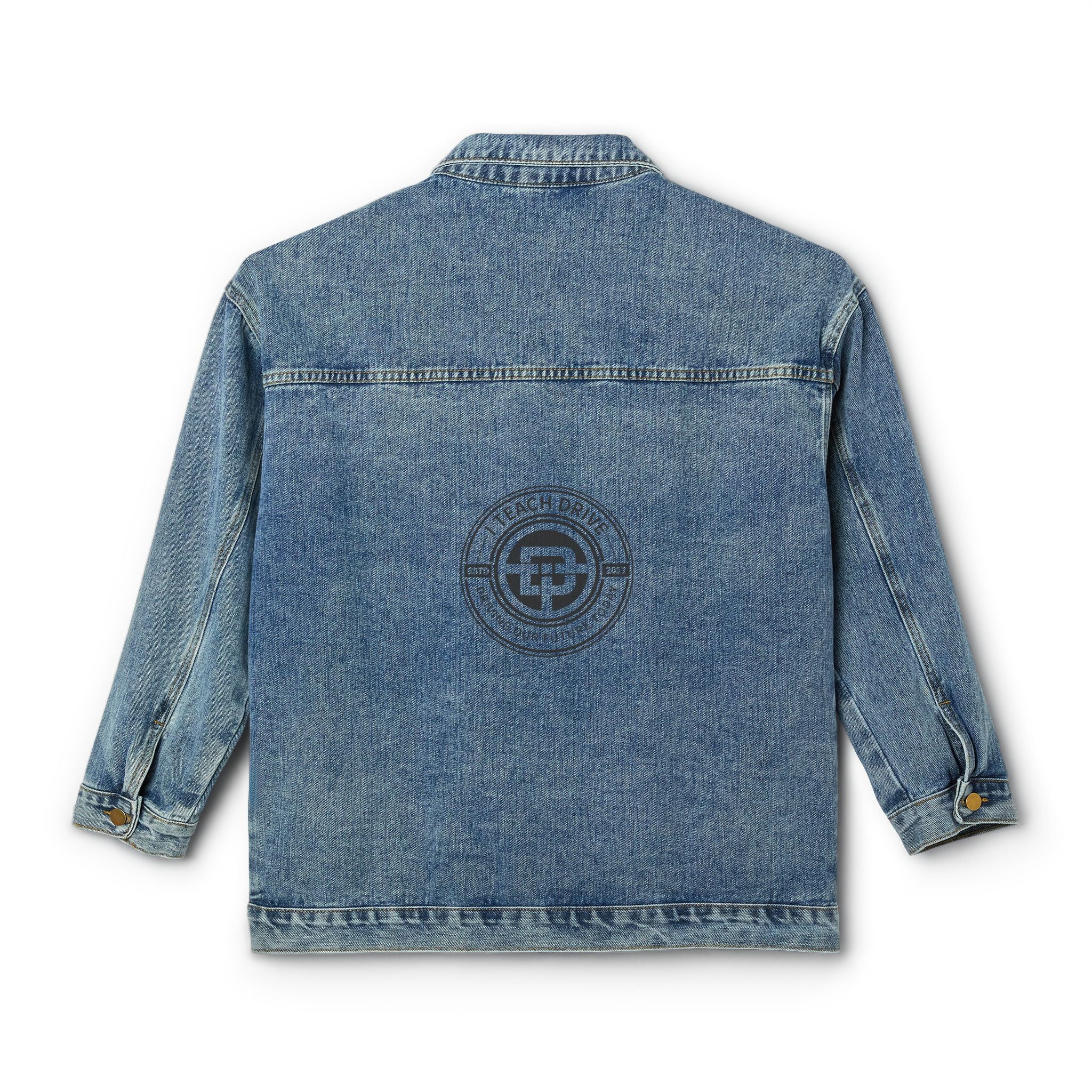 Women's Denim Jacket with Subtle Back Logo — Classic Casual Jean Jacket